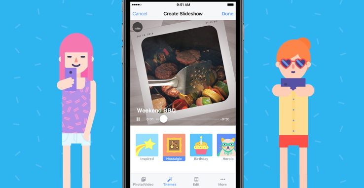 脸谱网推出的幻灯片电影制作与谷歌和苹果的竞争